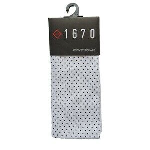 1670 Pocket Square, White with Black Polka Dots